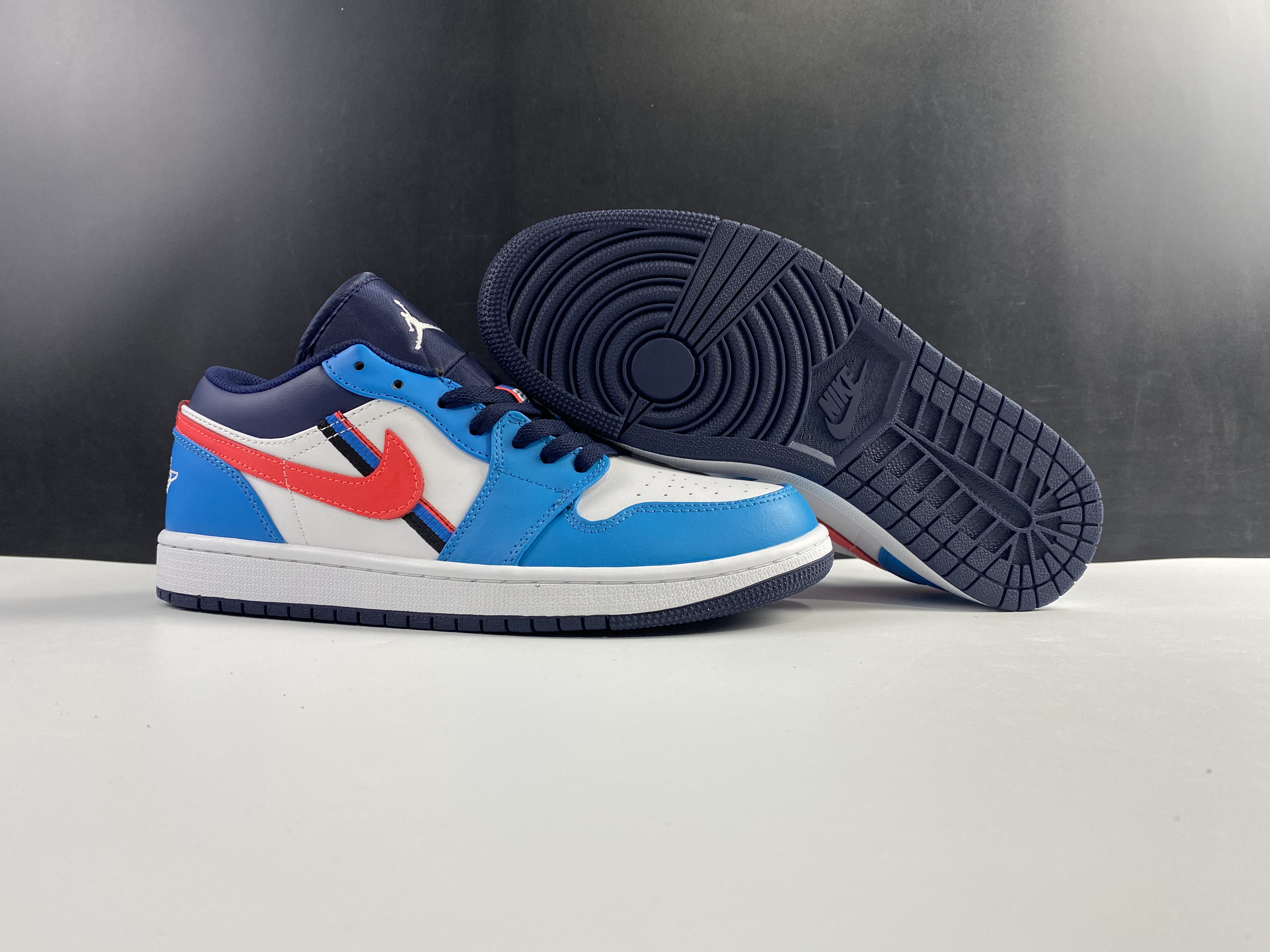 2020 Air Jordan 1 Low Blue White Black Red Shoes